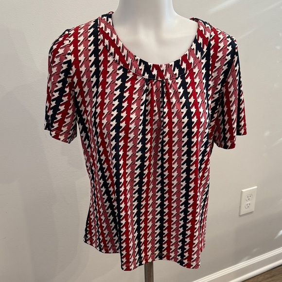 Allison Daley Petite Small Red and Blue Patterned Blouse - Picture 1 of 7